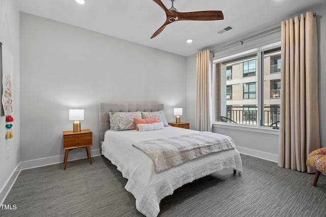 105 Chatham Walk Ln Unit 208, Cary, NC 27511 - bedroom with recessed lighting, carpet, and a ceiling fan