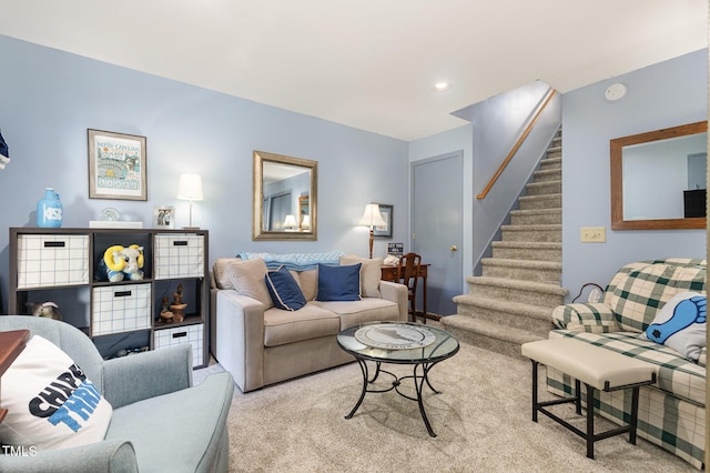 7 Weybridge Pl, Chapel Hill, NC 27517 - carpeted living area with stairway