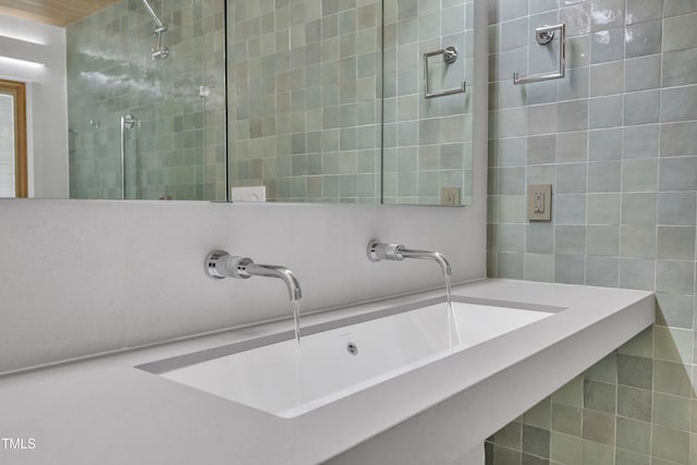 206 Spring Ln, Chapel Hill, NC 27514 - bathroom with a sink and tiled shower