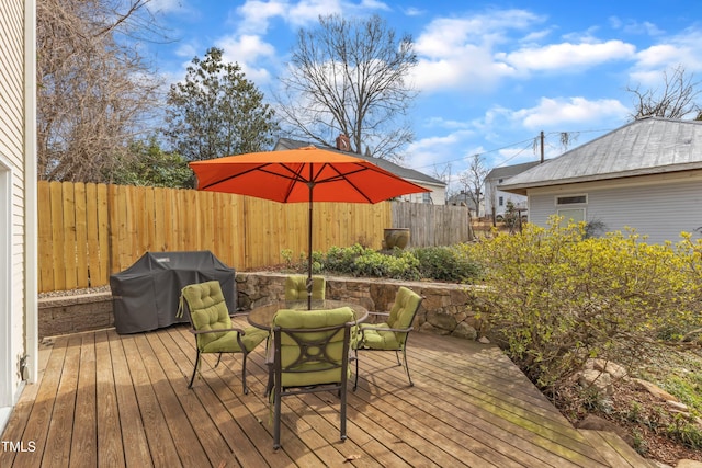 206 Spring Ln, Chapel Hill, NC 27514 - wooden terrace with outdoor dining space and area for grilling