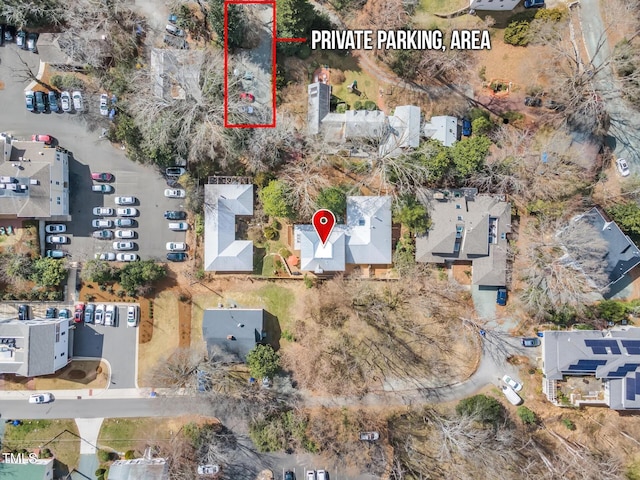 206 Spring Ln, Chapel Hill, NC 27514 - aerial perspective of suburban area featuring property parcel outlined
