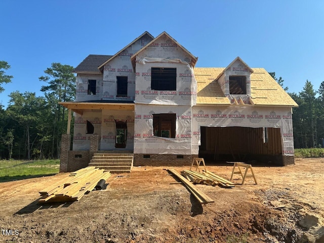 244 Rye Way, Wendell, NC 27591 - unfinished property with crawl space, a garage, a shingled roof, and brick siding