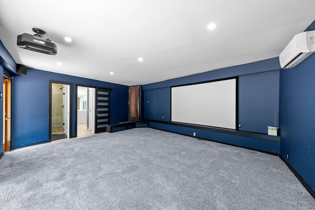 115 Ashworth Dr, Durham, NC 27707 - carpeted home theater room featuring an AC wall unit and recessed lighting