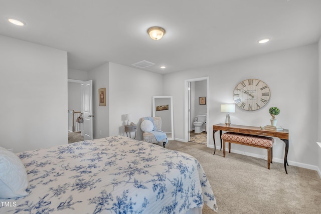 110 Gilder Woods Dr, Garner, NC 27529 - bedroom featuring carpet flooring, recessed lighting, and ensuite bath