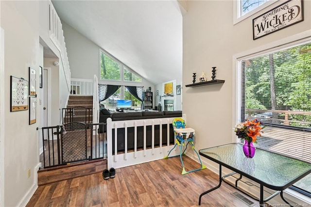5905 Waters Edge Dr, Fayetteville, NC 28314 - interior space featuring healthy amount of natural light, wood finished floors, and vaulted ceiling