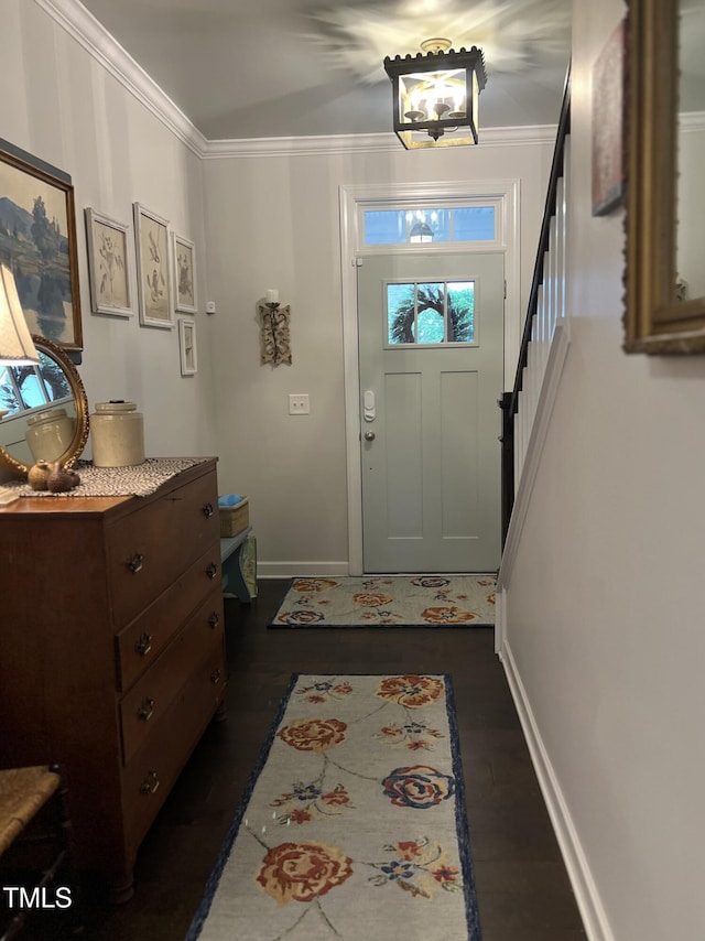 1925 Bright Kannon Way, Wendell, NC 27591 - entryway with crown molding, wood finished floors, and stairs