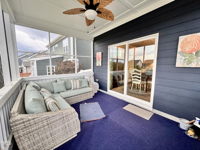1925 Bright Kannon Way, Wendell, NC 27591 - sunroom featuring ceiling fan and outdoor lounge area