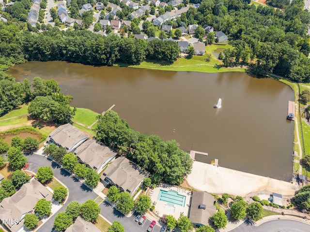 2505 Goldeneye Ct, Raleigh, NC 27606 - aerial perspective of suburban area featuring a nearby body of water and a pool area