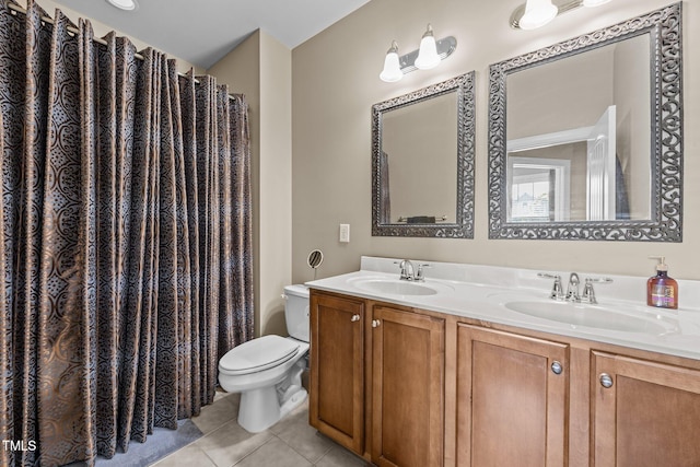 2505 Goldeneye Ct, Raleigh, NC 27606 - full bath with tile patterned flooring and double vanity
