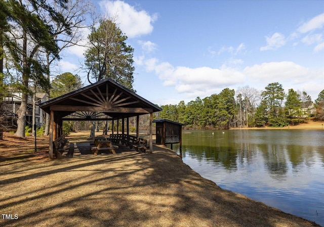 2505 Goldeneye Ct, Raleigh, NC 27606 - dock area featuring a gazebo and a water view