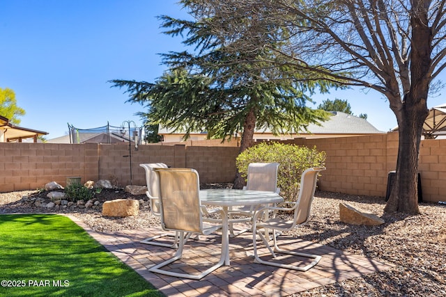 7300 Butte Vis, Prescott Valley, AZ 86315 - view of patio with a fenced backyard and outdoor dining area