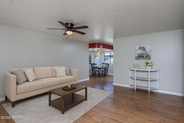 13819 S Bluebird Ln, Mayer, AZ 86333 - living area featuring ceiling fan and wood finished floors