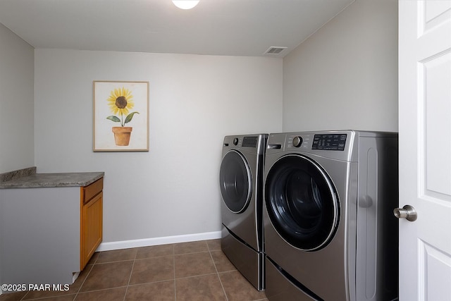 13819 S Bluebird Ln, Mayer, AZ 86333 - laundry area featuring washing machine and dryer and dark tile patterned flooring