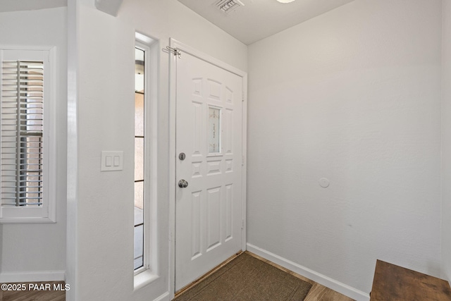 doorway to outside featuring wood-type flooring and a healthy amount of sunlight