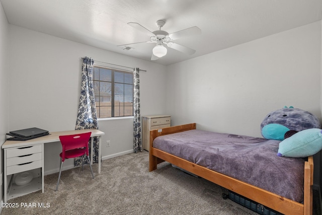 bedroom with carpet and ceiling fan