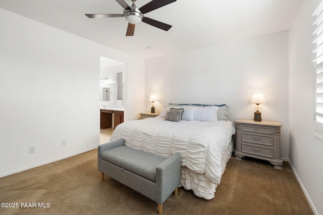 6214 Harvest Moon Ave, Prescott, AZ 86305 - carpeted bedroom with connected bathroom and a ceiling fan