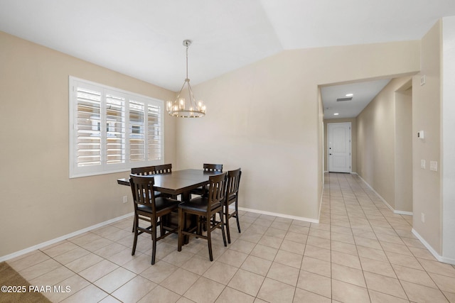 6214 Harvest Moon Ave, Prescott, AZ 86305 - dining area featuring a chandelier, lofted ceiling, and light tile patterned floors