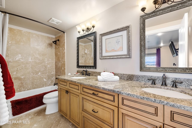 791 N Creekside Dr, Prescott, AZ 86303 - bathroom featuring double vanity and shower / bath combo with shower curtain