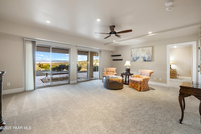 791 N Creekside Dr, Prescott, AZ 86303 - living area featuring carpet floors, ceiling fan, and recessed lighting