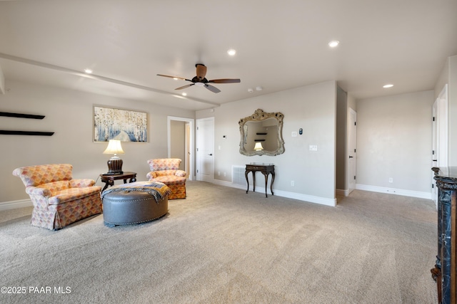 791 N Creekside Dr, Prescott, AZ 86303 - sitting room featuring carpet, recessed lighting, and a ceiling fan