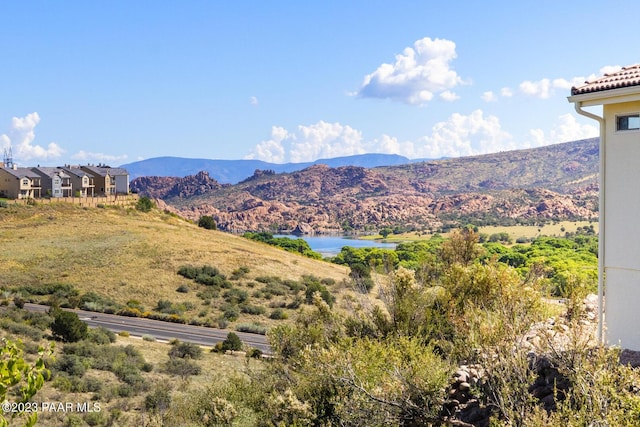 mountain view with a water view