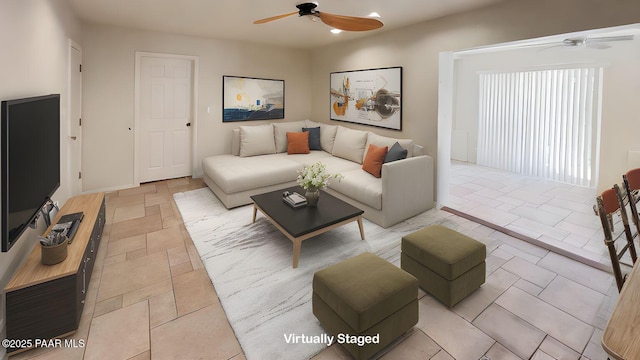 941 Custer Ln, Prescott, AZ 86305 - living room with ceiling fan and recessed lighting