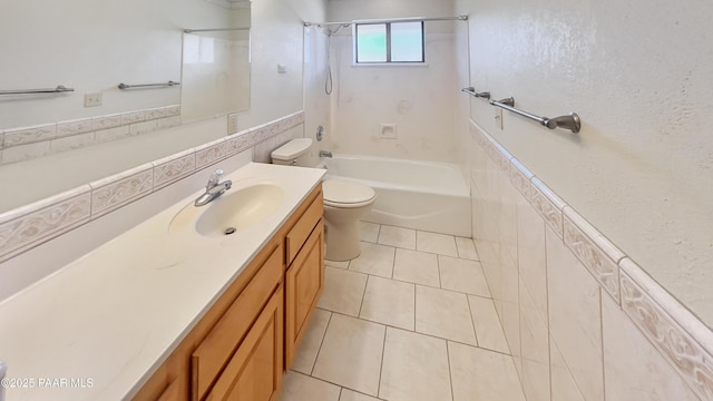 941 Custer Ln, Prescott, AZ 86305 - bathroom with toilet, vanity, shower / tub combination, and tile patterned floors