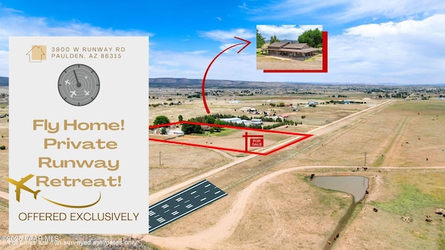 3900 W Runway Rd, Paulden, AZ 86334 - aerial view of sparsely populated area featuring property boundaries highlighted and mountains