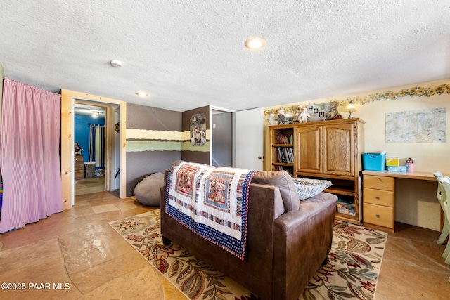 3900 W Runway Rd, Paulden, AZ 86334 - living room featuring a textured ceiling and built in desk