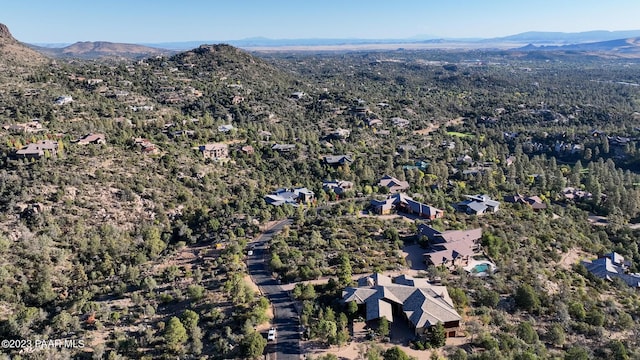 aerial view with a mountain view