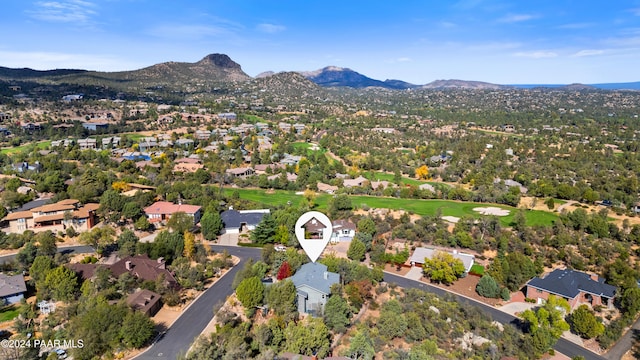 drone / aerial view with a mountain view