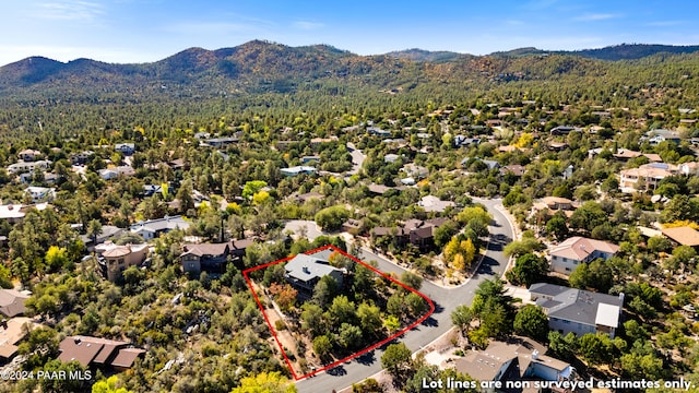 bird's eye view with a mountain view