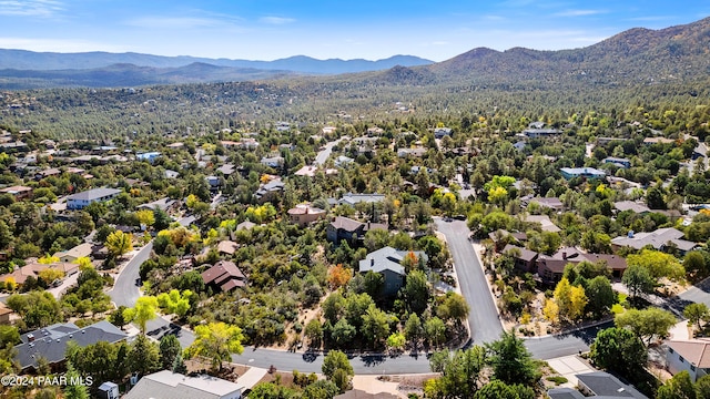 aerial view with a mountain view