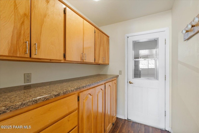 kitchen with dark wood-type flooring