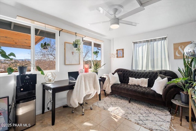 office area featuring ceiling fan