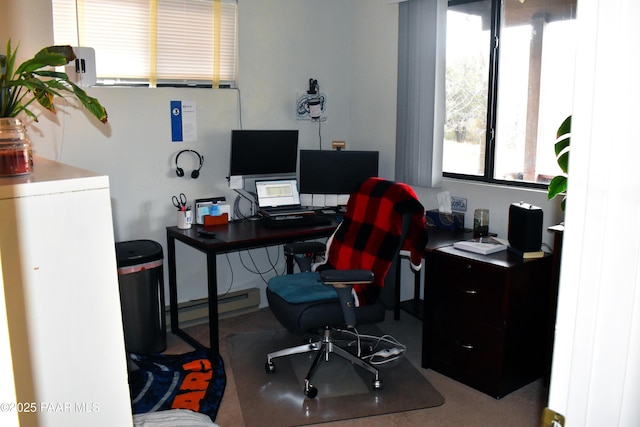 office featuring a baseboard radiator