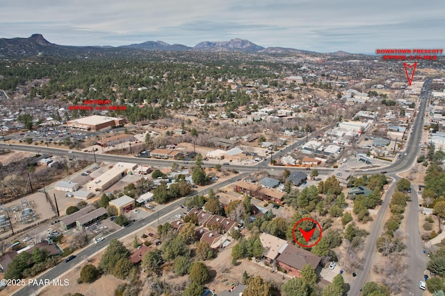 aerial view with a mountain view