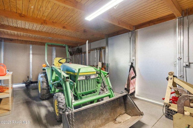 garage with wooden ceiling