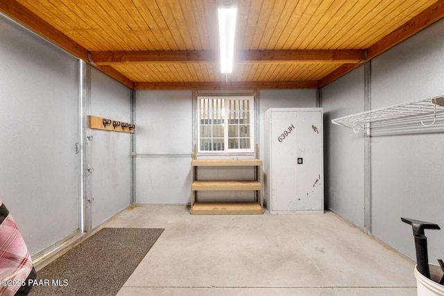 interior space with wood ceiling