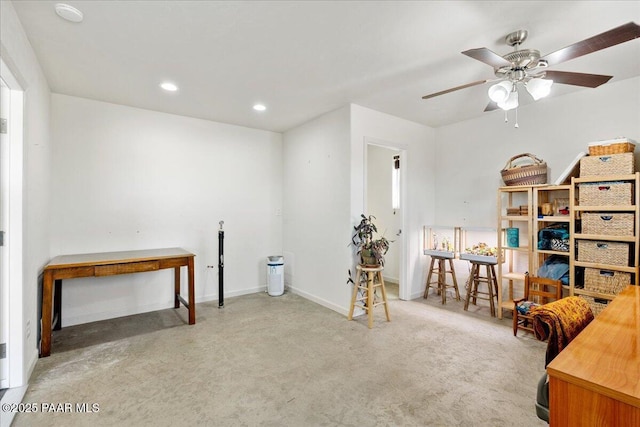 455 Bernice Dr, Chino Valley, AZ 86323 - carpeted home office featuring ceiling fan, baseboards, and recessed lighting