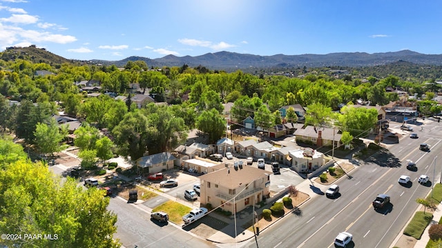birds eye view of property with a mountain view
