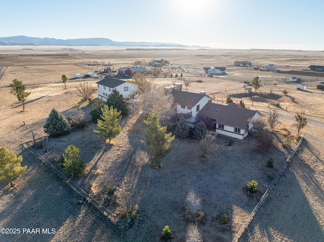 bird's eye view with a mountain view and a rural view