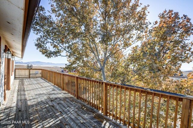 deck featuring a mountain view