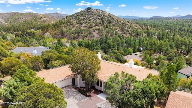 1330 Solar Heights Dr, Prescott, AZ 86303 - view from above of property with a mountain backdrop and a forest