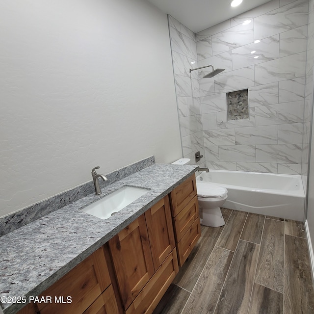 12880 E Brody Trl, Dewey-Humboldt, AZ 86327 - full bathroom with wood finished floors, vanity, toilet, and shower / washtub combination
