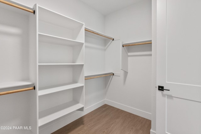 walk in closet with hardwood / wood-style flooring