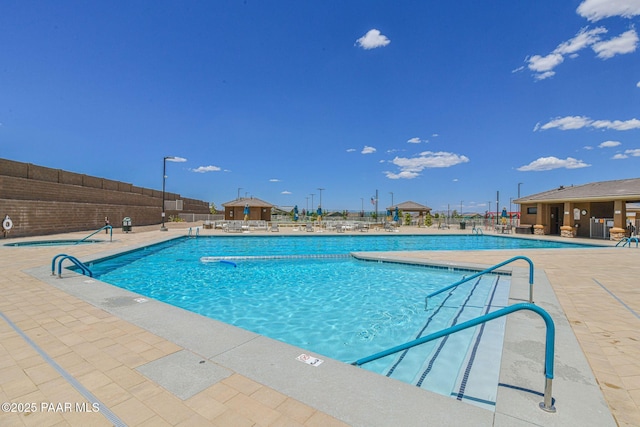 view of pool featuring a patio