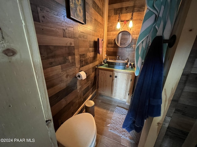 47 N Humble Ln, Ash Fork, AZ 86320 - half bathroom featuring wooden walls and vanity