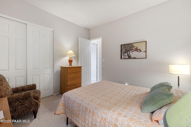 bedroom with a closet and carpet floors