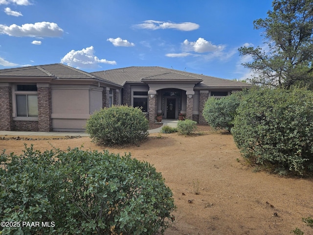 view of prairie-style home